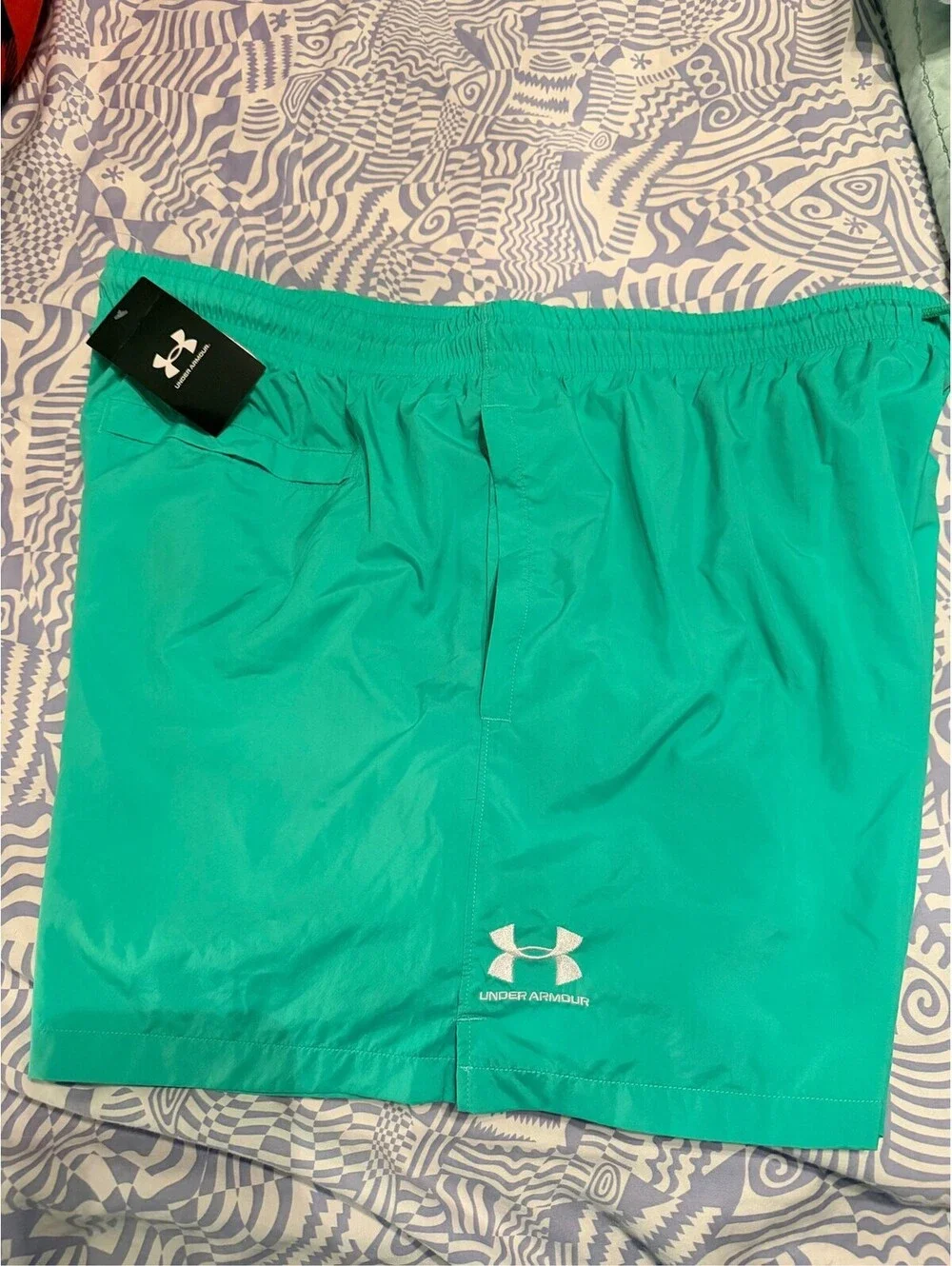 Under Armour Mens Woven Volley Shorts Green Mesh Lined Swim Trunks 2XL